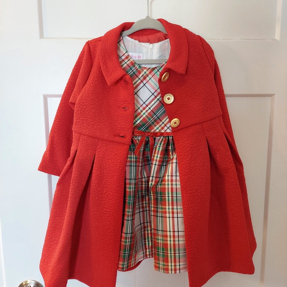 Bonnie Jean Christmas/ Holiday Dress with matching red jacket.  24months